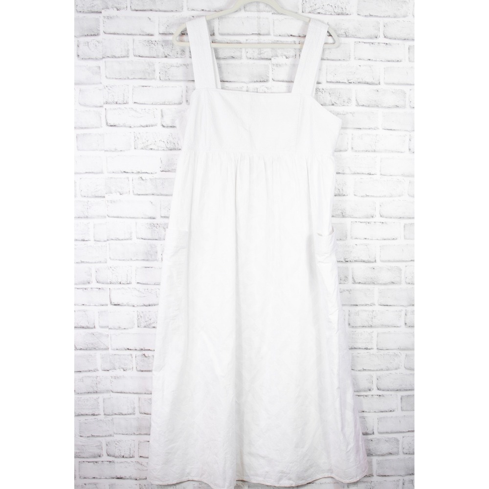 Madewell Midi Dress White Cotton Embroidery Summer Eyelet Cut Out Resort Size 14 - Picture 2 of 9